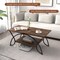 Costway 2-Tier Industrial Coffee Table Rectangular Cocktail Table with Storage Shelf Rustic Brown/Dark Brown/White